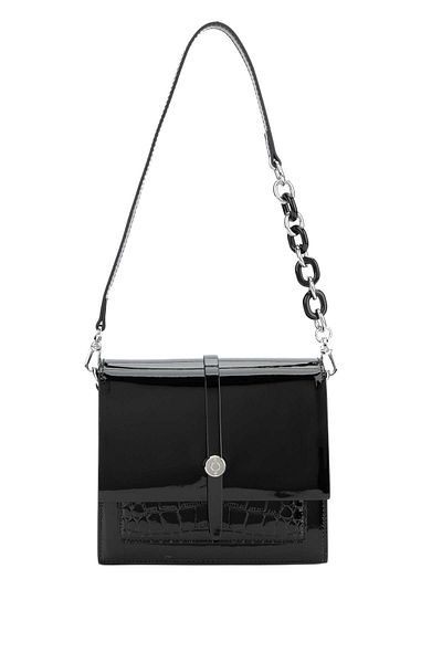 Tamer Tanca Vegan Black Patent Leather Women's Shoulder Bag