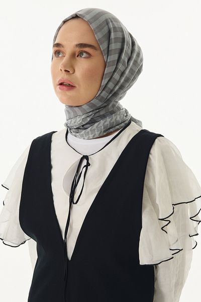 FENZA SCARF BELINDA MINIMAL PATTERN ΓΚΡΙ ΒΑΜΒΑΚΙ ΣΑΛΙ