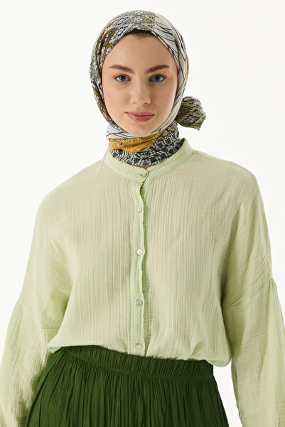 FENZA SCARF Khaki Cotton Shawl - SAHRA PATTERNED