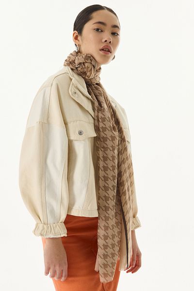 FENZA SCARF Σάλι με μοτίβο Yoko Houndstooth από βαμβάκι βιζόν