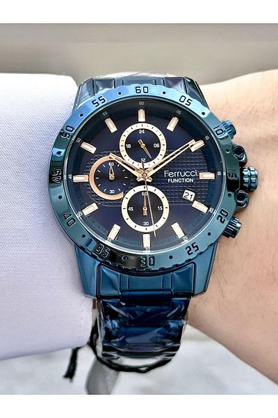 Ferrucci Men's Multifunctional Metal Band Wristwatch