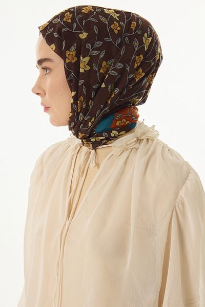FENZA SCARF Şal din bumbac cu flori de trandafir cu model de flori