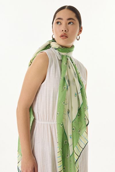 FENZA SCARF ABELIA CHAMOMILE ΜΟΡΦΗ ΚΡΕΜΑ ΒΑΜΒΑΚΙ ΣΑΛΙ