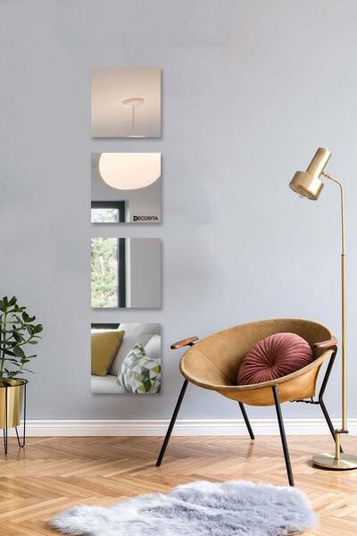 Decorita Ayna - 4'lü Takım Kare Ayna - 30cm X 30cm