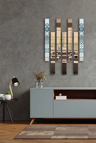 Decorita Dekor Camı | Modern Çini Desen Cam Ve Bronz Ayna | 7'li Takım | 5cm ...