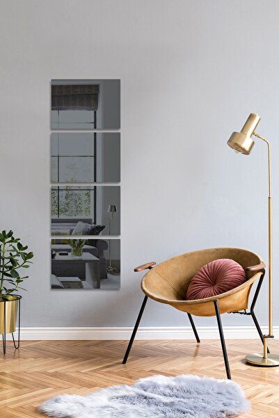 Decorita Ayna - Füme Ayna - 4'lü Takım Dikdörtgen Ayna - 25cm X 35cm