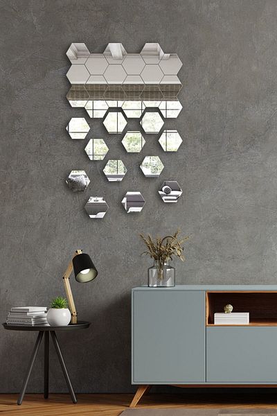 Decorita Mirror |   Flat Mirror |   Set of 30 Hexagonal Mirrors