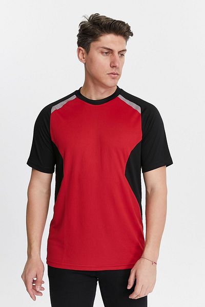 Uniprom Men's Crew Neck T-Shirt Breathable Fabric Procool Sports Outdoor T-Shirt Red-Black