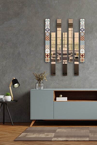 Decorita Dekor Camı | Çini Desen Cam Ve Bronz Ayna | 7'li Takım | 5cm X 50cm