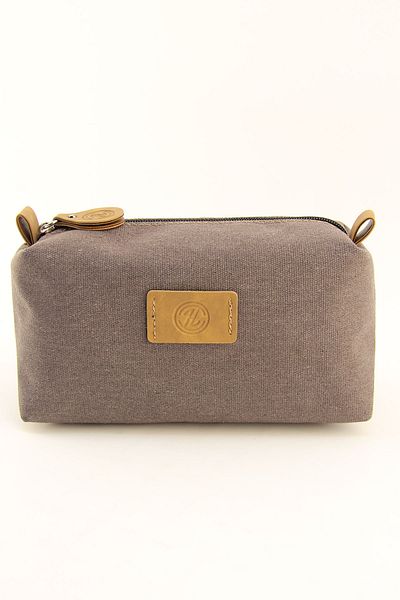 HNB Men's Brown Canvas Waterproof Shaving Bag
