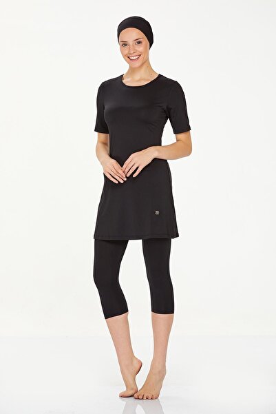 REMSA Ημίκλειστο μαγιό με κοντομάνικο καλσόν Walt 0572 Μαύρο