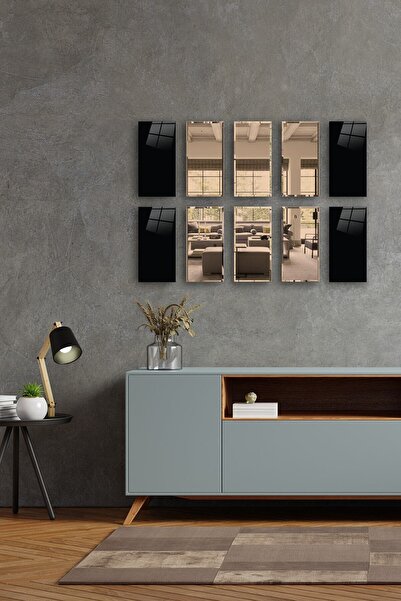 Decorita Dekor Camı | Düz Renk Siyah Cam Ve Bronz Ayna | 10'lu Takım | 12,5cm...