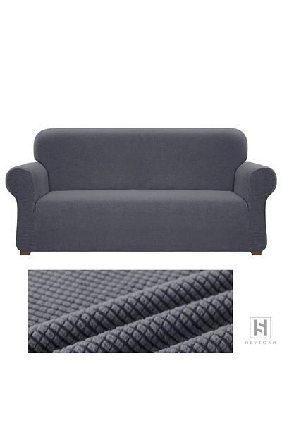 UYUMEV Bamboo 3-Seater Piticarre Licra Seat Cover. Stretch Tire Cheekyat Sofa Cover. 1 Ad. Anthracite