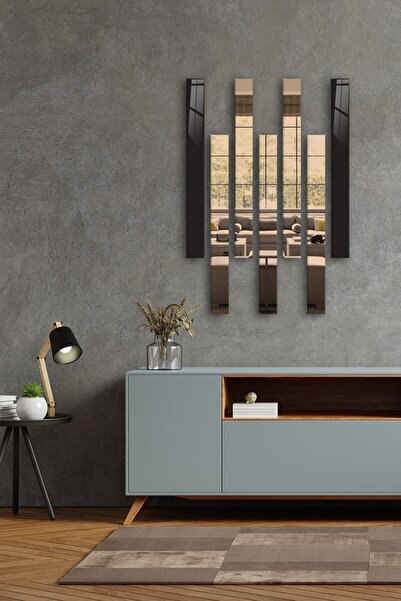 Decorita Dekor Camı | Düz Renk Siyah Cam Ve Bronz Ayna | 7'li Takım | 5cm X 50cm