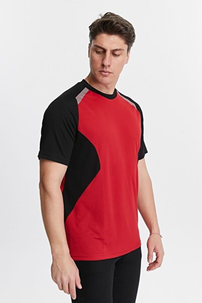 Uniprom Ανδρικό μπλουζάκι με λαιμόκοψη από αναπνεύσιμο ύφασμα Procool Sports Outdoor T-shirt Κόκκινο-Μαύρο