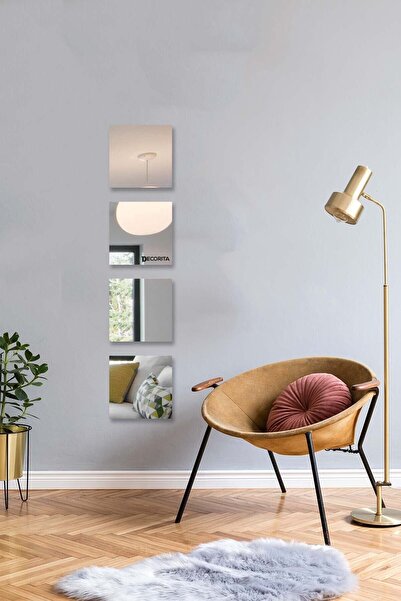 Decorita Ayna - 4'lü Takım Kare Ayna - 20cm X 20cm