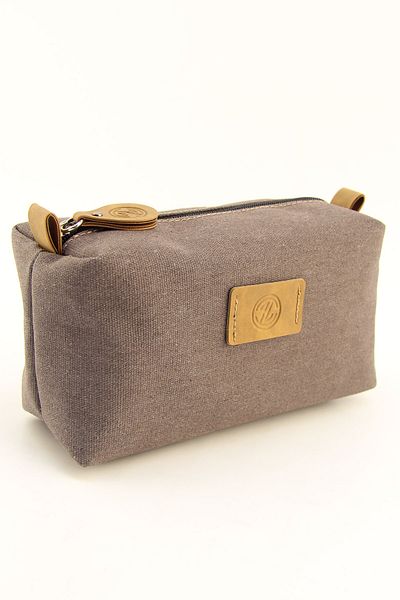 HNB Men's Brown Canvas Waterproof Shaving Bag