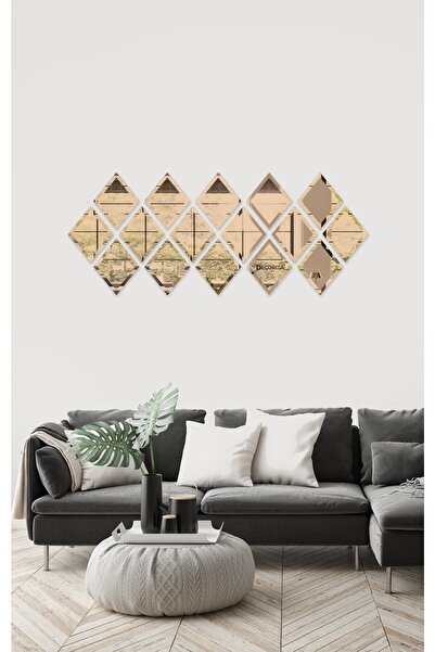 Decorita Ayna - Bronz Ayna - 16'lı Takım Baklava Modelli Ayna