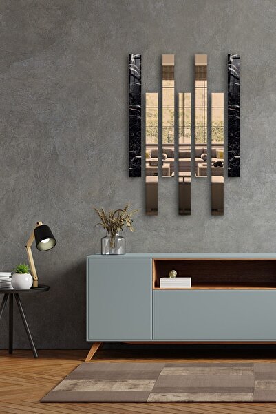 Decorita Dekor Camı | Granit Desenli Cam Ve Bronz Ayna | 7'li Takım | 5cm X 50cm