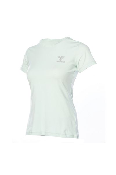 hummel Tricou verde pentru damă, slim fit, cu gât crew - 911306 -2519 HMLDENI
