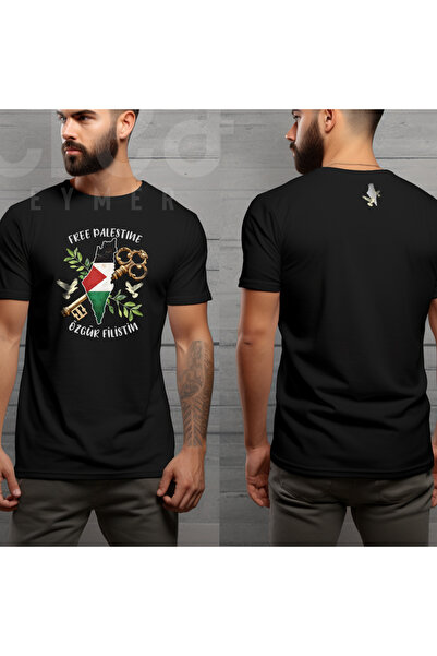 Crea Eymer Wear Tricou 100% bumbac cu imprimeu cu design Palestina gratuit
