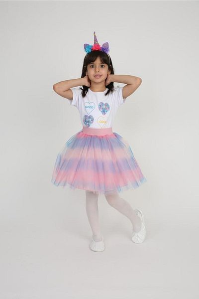 Haba Girl's Suit Costume Badi, White Stripe Skirt