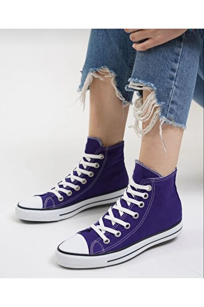 MİSSWEMODASHOES Cnv Unısex Uzun Mor Keten Spor Ayakkabı