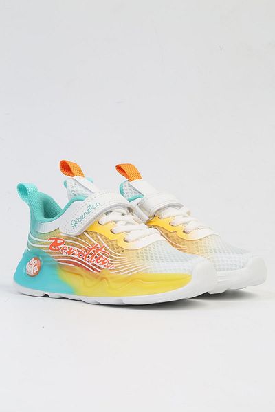 Benetton ® IMPORTED White Yellow Children's Sports Shoes BNI-10277