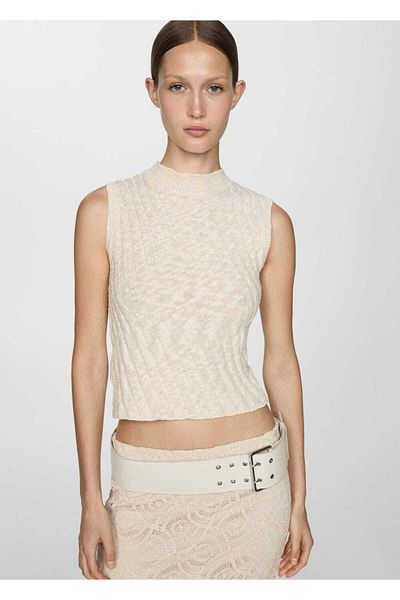 MANGO Woman Rippenbluse aus Baumwolle