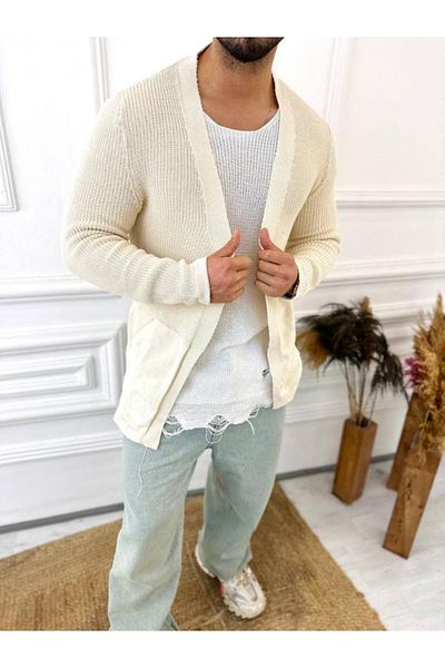elkumoda Ζακέτα με πλεκτό γιακά σάλι Εποχιακή πλεκτή ζακέτα που δεν πέφτει