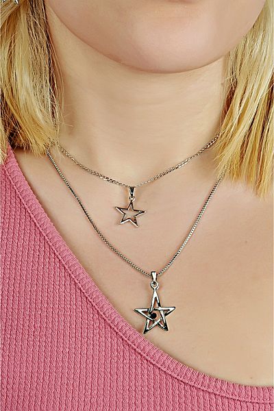 EUROMODA Star Design Set of 2 Chain Necklace Earrings and Bracelet