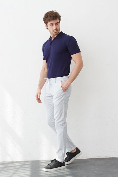 RAVANELLI Ανδρικό μοντέρνο, ελαστικό παντελόνι Jogger Lycra με μοντέρνα λεπτή εφαρμογή - Ελαστική μέση και κορδόνια