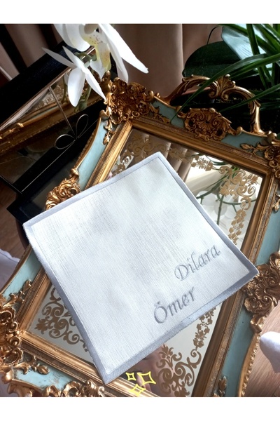 sevim çeyiz tasarım 19x19 cm Name Embroidered Engagement Tray Cover