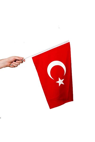 Genel Markalar Sopalı Türk Bayrağı 50x75 cm Alpaka Kumaş