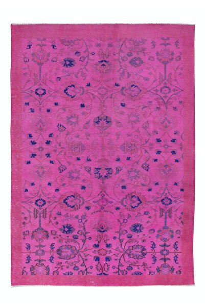 Tekin 197x275 cm, Eski El Yapımı Türk İşi Halı, El Dokuma Pembe Halı