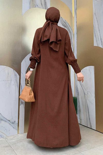 Bym Fashion Σετ φόρεμα με σάλι καφέ 3883