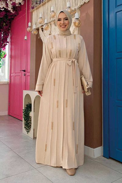 Bym Fashion Full Size Bead Embroidered Ferace - 7894 Stone
