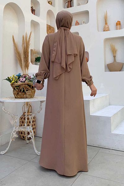 Bym Fashion Perlenkleid im Kreuzteil-Look 3879 Nerz