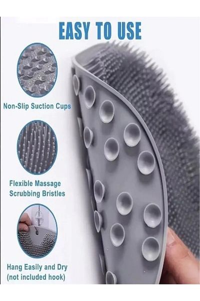 NEBİL HOME Bath Brush with Suction Cup Massage Pad Back Foot Scrub