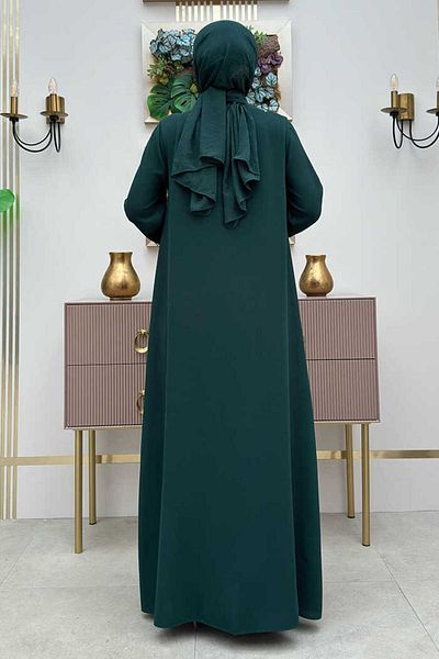 Bym Fashion Κεντητό γιλέκο με παγιέτες φόρεμα 8498 Emerald