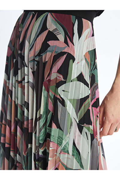 LC Waikiki Női sifon szoknya - rugalmas derék és virágmintás