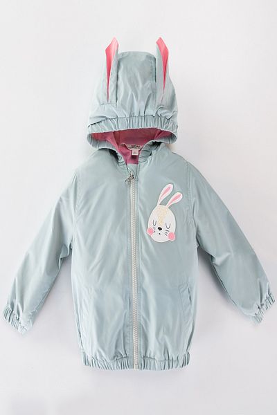 PODIUM GYM NEW SEASON CUTE RABBIT BACKPACK COTTON LINED EARS HOODED KIDS&BABY RAINCOAT COAT