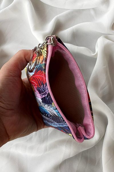 TAKIŞTIR Mixed Color Feather Figured Wallet/ Keychain
