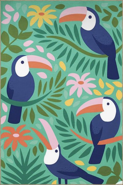 Rugs Modern Halı Animal Bird Patterned Striped Modern Woven Underfoot Carpet ...