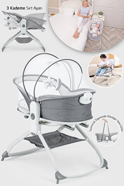 Elele Mira 6in1 Anne Yanı Beşik ve Ana Kucağı Sallanan Müzikli Titreşimli Kad...