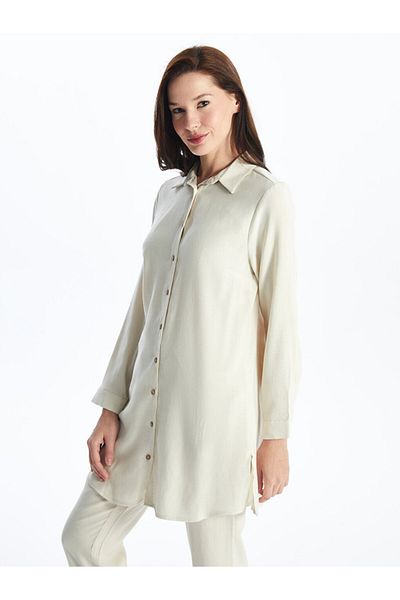LC Waikiki Einfarbig Leinen-Mischung Damen Hemd Tunika