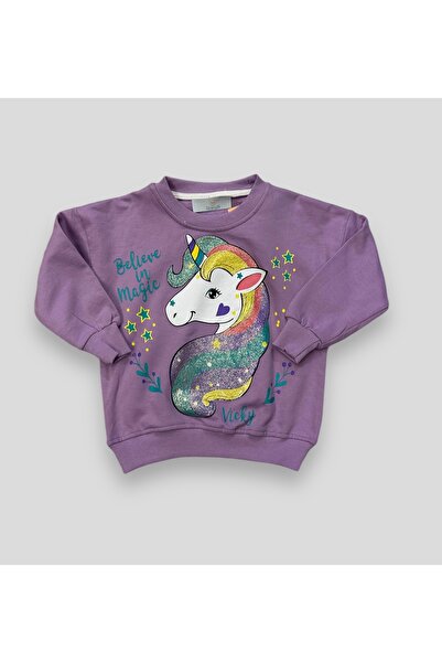 2Friends Believe in Magic Unicorn Baskılı Simli Mor Eşofman Takımı