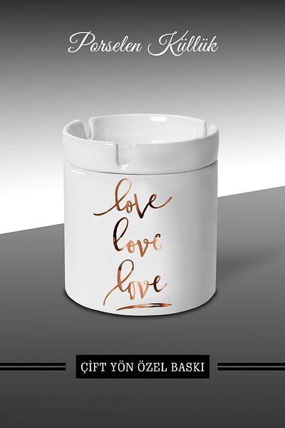 Bytwo Love Gold Design Τασάκι - Πορσελάνινο Τασάκι - Επιτραπέζιο Τασάκι *külbytX175