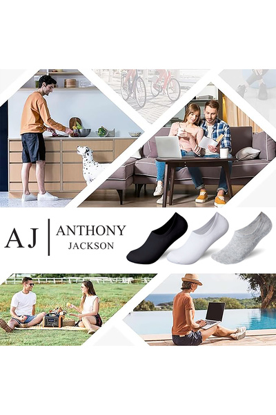 ANTHONY JACKSON 10 Pairs Boxed BAMBOO Premium Men's and Women's Seamless Invisible Non-Slip Silicone Ballerina Socks Brook