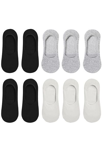 ANTHONY JACKSON 10 Pairs Boxed BAMBOO Premium Unisex Seamless Invisible Non-Slip Silicone Ballerina Socks Brook